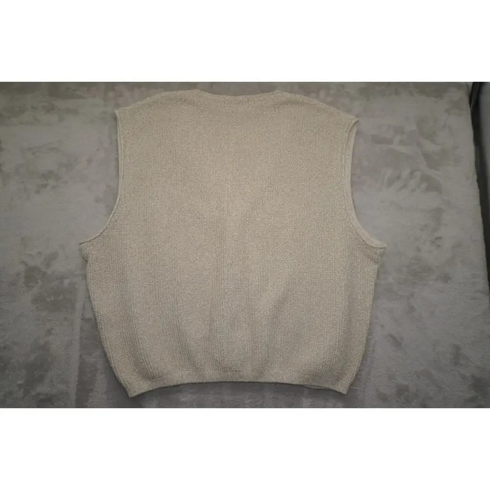 Eddie Bauer USA Made 100% Cotton Knit Sweater Vest Men’s XL Beige Vintage